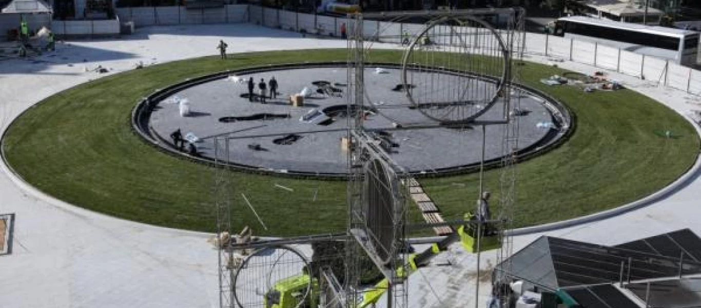 Γέμισαν με νερό το συντριβάνι στην πλατεία Ομονοίας - Προχωρά η ολοκλήρωση του έργου (βίντεο)